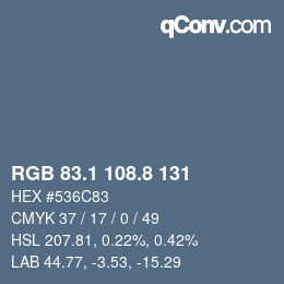 Color code: RGB 83.1 108.8 131 | qconv.com