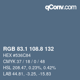 Color code: RGB 83.1 108.8 132 | qconv.com