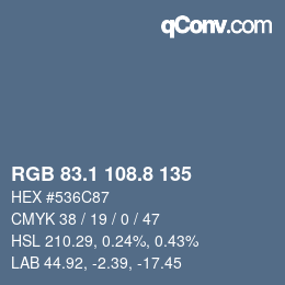Color code: RGB 83.1 108.8 135 | qconv.com
