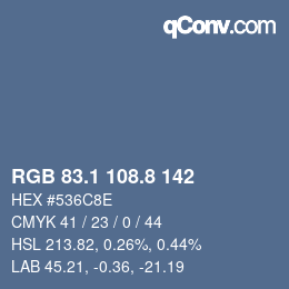 Farbcode: RGB 83.1 108.8 142 | qconv.com