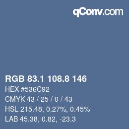 Color code: RGB 83.1 108.8 146 | qconv.com