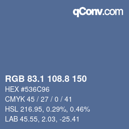 Color code: RGB 83.1 108.8 150 | qconv.com