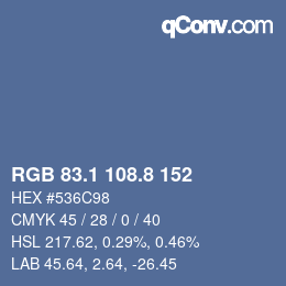 Color code: RGB 83.1 108.8 152 | qconv.com