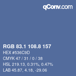 Color code: RGB 83.1 108.8 157 | qconv.com