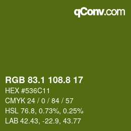 カラーコード: RGB 83.1 108.8 17 | qconv.com