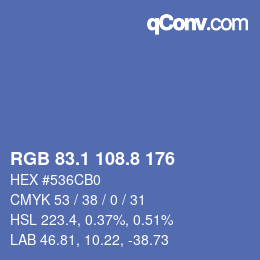 カラーコード: RGB 83.1 108.8 176 | qconv.com