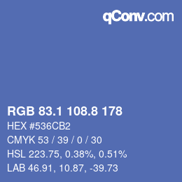 Color code: RGB 83.1 108.8 178 | qconv.com