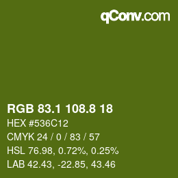 カラーコード: RGB 83.1 108.8 18 | qconv.com