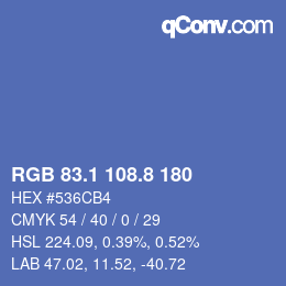 Color code: RGB 83.1 108.8 180 | qconv.com