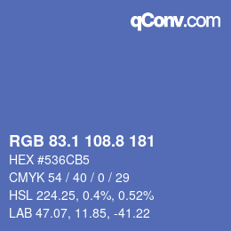 カラーコード: RGB 83.1 108.8 181 | qconv.com