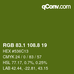 カラーコード: RGB 83.1 108.8 19 | qconv.com