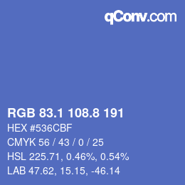 カラーコード: RGB 83.1 108.8 191 | qconv.com