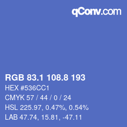 カラーコード: RGB 83.1 108.8 193 | qconv.com