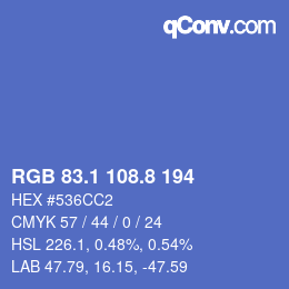 Color code: RGB 83.1 108.8 194 | qconv.com
