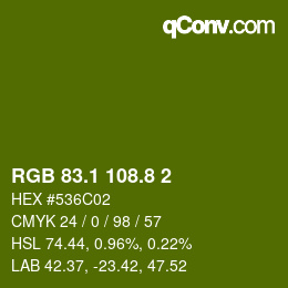 カラーコード: RGB 83.1 108.8 2 | qconv.com