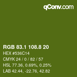 カラーコード: RGB 83.1 108.8 20 | qconv.com