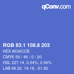 カラーコード: RGB 83.1 108.8 203 | qconv.com