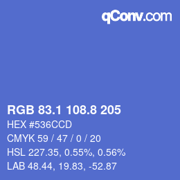 カラーコード: RGB 83.1 108.8 205 | qconv.com