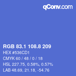 カラーコード: RGB 83.1 108.8 209 | qconv.com