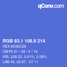 カラーコード: RGB 83.1 108.8 214 | qconv.com