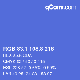 カラーコード: RGB 83.1 108.8 218 | qconv.com