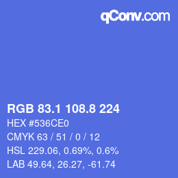 カラーコード: RGB 83.1 108.8 224 | qconv.com