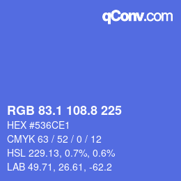 カラーコード: RGB 83.1 108.8 225 | qconv.com