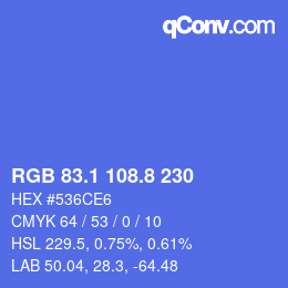 カラーコード: RGB 83.1 108.8 230 | qconv.com