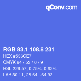 カラーコード: RGB 83.1 108.8 231 | qconv.com