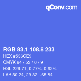 カラーコード: RGB 83.1 108.8 233 | qconv.com