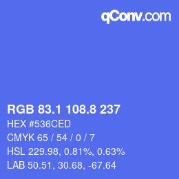 カラーコード: RGB 83.1 108.8 237 | qconv.com