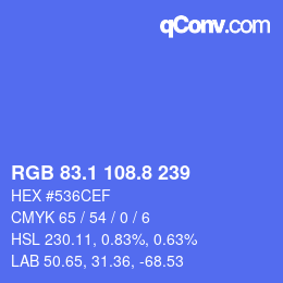 カラーコード: RGB 83.1 108.8 239 | qconv.com
