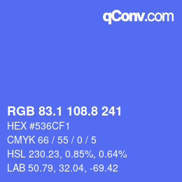 カラーコード: RGB 83.1 108.8 241 | qconv.com