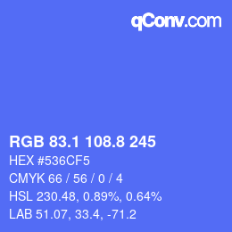 カラーコード: RGB 83.1 108.8 245 | qconv.com