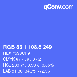 カラーコード: RGB 83.1 108.8 249 | qconv.com