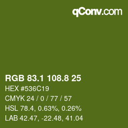 カラーコード: RGB 83.1 108.8 25 | qconv.com