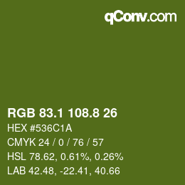 カラーコード: RGB 83.1 108.8 26 | qconv.com