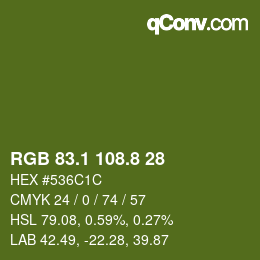 Color code: RGB 83.1 108.8 28 | qconv.com