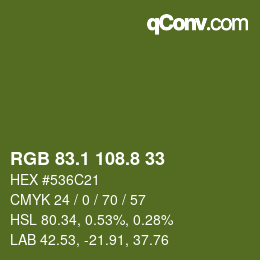 Color code: RGB 83.1 108.8 33 | qconv.com