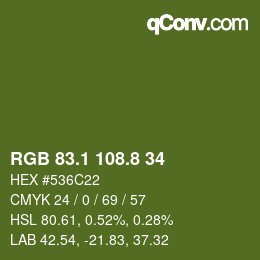 カラーコード: RGB 83.1 108.8 34 | qconv.com