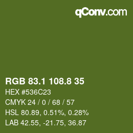 カラーコード: RGB 83.1 108.8 35 | qconv.com