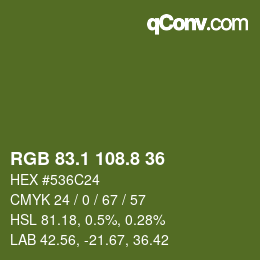 カラーコード: RGB 83.1 108.8 36 | qconv.com