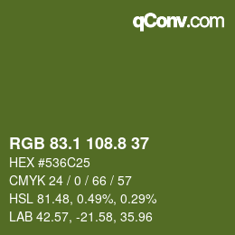 Color code: RGB 83.1 108.8 37 | qconv.com