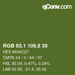 カラーコード: RGB 83.1 108.8 39 | qconv.com