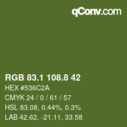 Color code: RGB 83.1 108.8 42 | qconv.com