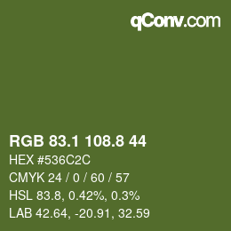 カラーコード: RGB 83.1 108.8 44 | qconv.com