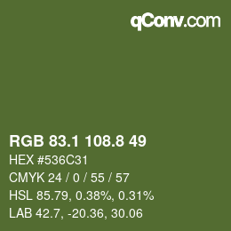 カラーコード: RGB 83.1 108.8 49 | qconv.com