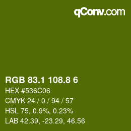 カラーコード: RGB 83.1 108.8 6 | qconv.com