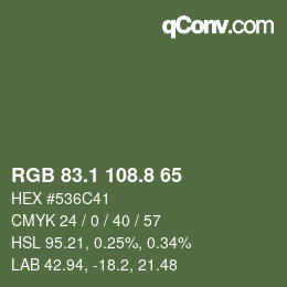 カラーコード: RGB 83.1 108.8 65 | qconv.com