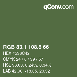 Color code: RGB 83.1 108.8 66 | qconv.com